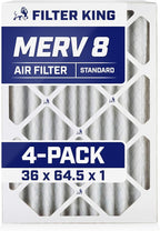 Filter King 36x64.5x1 Air Filter | 4-PACK | MERV 8 HVAC Pleated A/C Furnace Filters | MADE IN USA | Actual Size: 36 x 64.5 x .75"