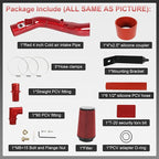 4 inch Cold Air Intake Kit Replacement For Ford F250 F350 F450 F550 Super Duty 2003 2004 2005 2006 2007 Excursion 6.0L V8 Diesel Red Color (2003-2007 Ford F250 F350 F450 6.0L)