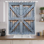 Farmhouse Wood Grain Living Room Curtains 96 Inch Length, Window Curtains Tab Top, Vintage Country Barn Gate Textured Light Filtering Window Treatments Drapes 52"x96" 2 Panel