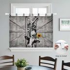 Funny Farm Animals Kitchen Curtains 45 Inch Length, Short Cafe Window Curtains Tab Top, Vintage Barn Grey Sunflowers Light Filtering Window Treatments Tier Drapes 27.5"x45" 2 Panel