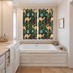 2 Panel Kitchen Cafe Curtains, Retro Desert Camel Sunlight Filtering Nature Air Through, Window Decor Tier Curtains for Living Room 104W x 84L inch Tropical Animal Aloe Vera Leaves Dark Green