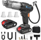 2 in 1 Cordless Car Vacuum and Air Compressor, 5000PA Powerful Suction & 150PSI Auto-Shutoff Tire Inflator, with 3 Filters, LED Light, 45W Fast Charging for Car, Home, Motorcycle, Bicycle, Air Mattres