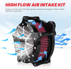 Harley M8 Air Filter, High-Flow Air Filter compatible with Harley Davidson Touring Street Road Glide Road King 2017+, Softail 2018+,Reusable Aluminum Air Intake Filter