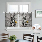 Funny Farm Animals Kitchen Curtains 24 Inch Length, Small Window Curtains Tab Top, Vintage Barn Grey Sunflowers Light Filtering Short Window Treatments Tier Drapes 27.5"x24" 2 Panel