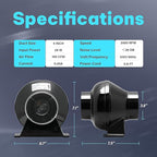 iPower 4" 195 CFM Inline Fan with Upgrade Air Carbon Filter, 8 FT Black Ducting & Rope Hanger, Ventilation System for Grow Tent, Hydroponics, Air Circulation