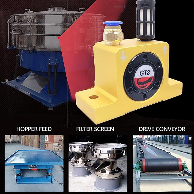 GT8 Industrial Turbine Vibrator - G 1/8" Pneumatic Compressed Air Power Wheel Type Silent Golden With Muffler