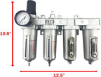 4 STAGE HEAVY DUTY INDUSTRIAL GRADE ULTRA CLEAN FILTER REGULATOR COALESCING DESICCANT DRYER SYSTEM FOR COMPRESSED AIR LINES METAL BOWLS GREAT FOR PAINT SPRAY AND PLASMA CUTTER (1/2"NPT MANUAL DRAIN)