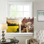 Farm Sheep Kitchen Curtains 36 Inch Length, Small Window Curtains Tab Top, Farmhouse Barn Funny Animals Butterfly Light Filtering Short Window Treatments Tier Drapes 27.5"x36" 2 Panel