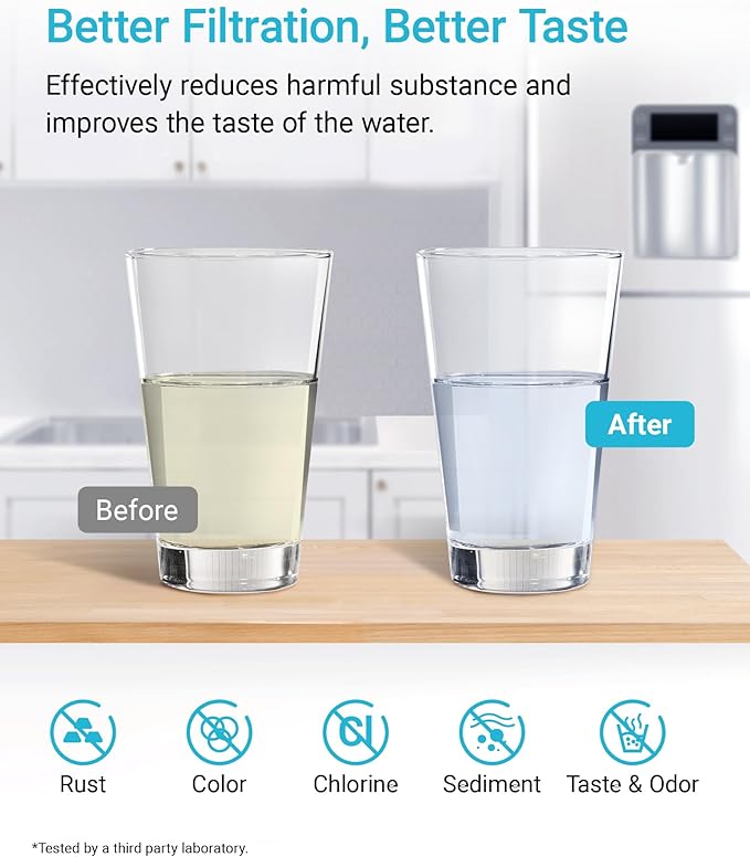 AQUACREST GXRTQR Inline Water Filter, NSF Certified, Compatible with GE GXRTQR, GXRTQ System, Reduces Chlorine, Fluoride, Limescale and More, For Refrigerator, IceMaker, RVs (3 Filters)