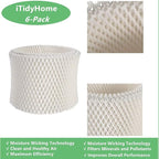 6-Pack Humidifier Wicking Filters Replacement Compatible for Honeywell HAC-504, HAC-504AW, HCM-350, HCM-300T, HCM-600, HCM-710, HCM-315T Series Humidifiers