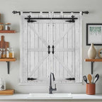 Farmhouse Wood Grain Bedroom Curtains 72 Inch Length, Window Curtains Tab Top, Vintage Country Barn Gate Grey Light Filtering Window Treatments Drapes 52"x72" 2 Panel