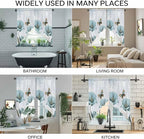 Blue Tulips Swag Valances for Windows, Watercolor Flowers Butterfly Spring Farmhouse Blue Rod Pocket Kitchen Curtains Valance, Kitchen Window Curtains Swag for Cafe Living Room, 2 Panels, 36x45 inch