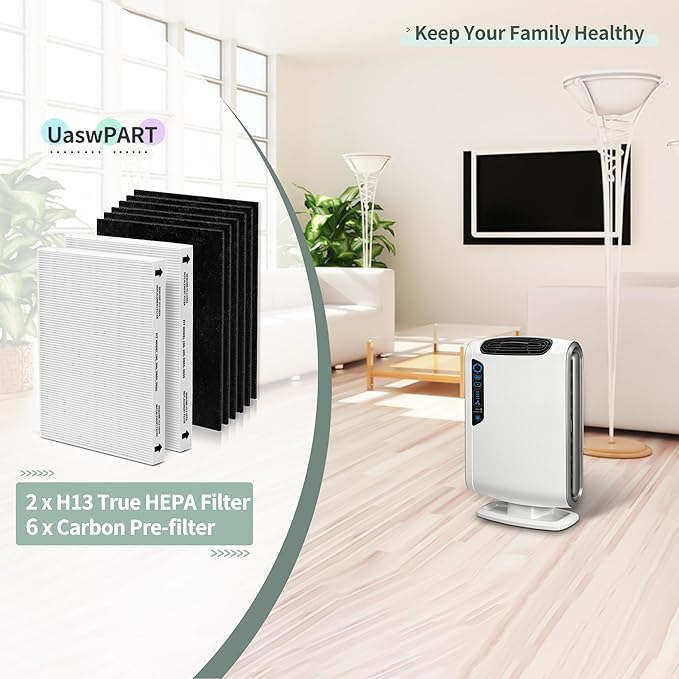 Aera-Max 200 HEPA Filter Replacement 9287101 Compatible with Fellowes AeraMax 190/200/DX55 Air Clean Purifiers HEPA Filter, 3x H13 HEPA & 6x Extra Carbon Pre-Filters (9324101)