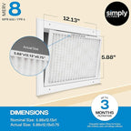 Simply 18x18x1 Air Filter, Merv 8, 12 Pack, For Home AC Furnace & HVAC (Actual Size: 17.75"x17.75"x0.75") DUST, Pet, & Allergy Control