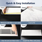 MERV 8 Air Vent Filters 20x100 Inch,Cut to Size Air Filter Material (60+ Filters), Electrostatic Triple Vent Filters for Floor, Ceiling, HVAC & RV Vents, Includes 48 Adhesive Hook Tape