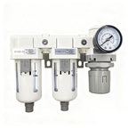 XingNEeng 3/8" NPT Compressed Air Filter Regulator Lubricator (FRL) Combo, Water/Oil Trap Separator, Air Pressure Regulator with Pressure Gauge(0-150 psi), Semi-Auto Drain, Poly Bowl, Metal Bracket