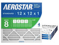 Aerostar 12x12x1 MERV 8 Air Filter, 4 Count, ACTUAL SIZE (11.75 x 11.75 x 0.75), HVAC, Air Conditioning & Furnace Filter Captures Dust, Lint & Pollen (MPR 600 / FPR 5), Made in USA