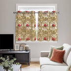 2 Panel Kitchen Cafe Curtains, Desert Camels Sunlight Filtering Nature Air Through, Home Decor Window Covering Tier Curtains for Bedroom Living Room Tropical Palm Trees Sand Cords Brown