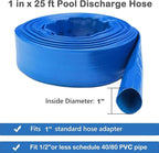 Eastrans Heavy Duty 1 IN x 25 FT Pool Backwash Hose, Flat Discharge, Weather & Burst Resistant, Best Hose for Inground Pools, Filter & Drain Hose