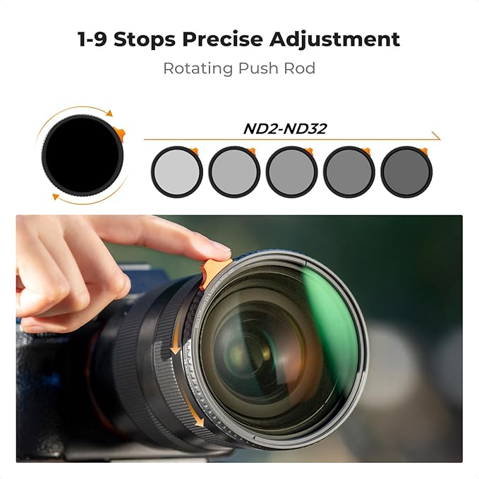 K&F CONCEPT 52mm Black Diffusion Mist 1/4 Effect & Variable ND2-400 (1-9 Stops) ND Lens Filter 2 in 1, Putter Adjust Multi-Function Filter for Camera Lens with 28 Multi-Coated (Nano-X Series)