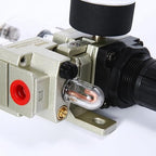 SNS 1/4" NPT Compressed Air Filter Regulator Lubricator Two Units Combo FRL Water/Oil Trap Separator, Semi-auto Drain, Gauge and Bracket, Poly Bowl AC2010-N02A