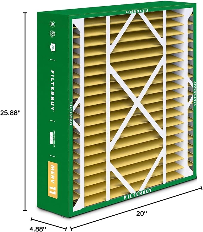 Filterbuy 20x26x5 Air Filter MERV 11 Superior Pet & Allergy Defense (3-Pack), Pleated HVAC AC Furnace Filters for Electro-Air, Lennox, White Rodgers, and More (Actual Size: 20.00 x 25.88 x 4.88)
