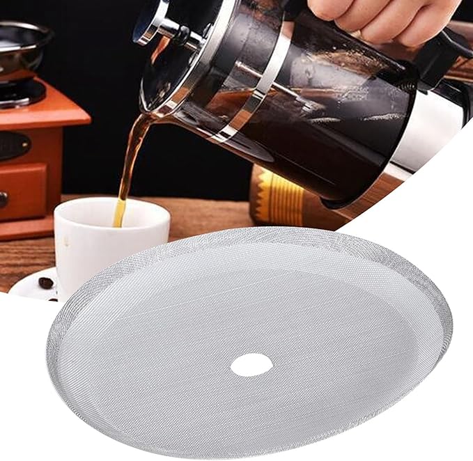 Press Filter Screen, 5Pcs 304 Stainless Steel Coffee Filter Universal French Portable Detachable Coffee Pot Mesh Filter Accessory for Coffee Makers Tea Particles (Medium-800ml)