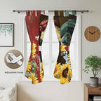 Chicken Sunflowers Living Room Curtains 84 Inch Length, Window Curtains Tab Top, Farmhouse Animals Red Barn Bees Light Filtering Window Treatments Drapes 42"x84" 2 Panel
