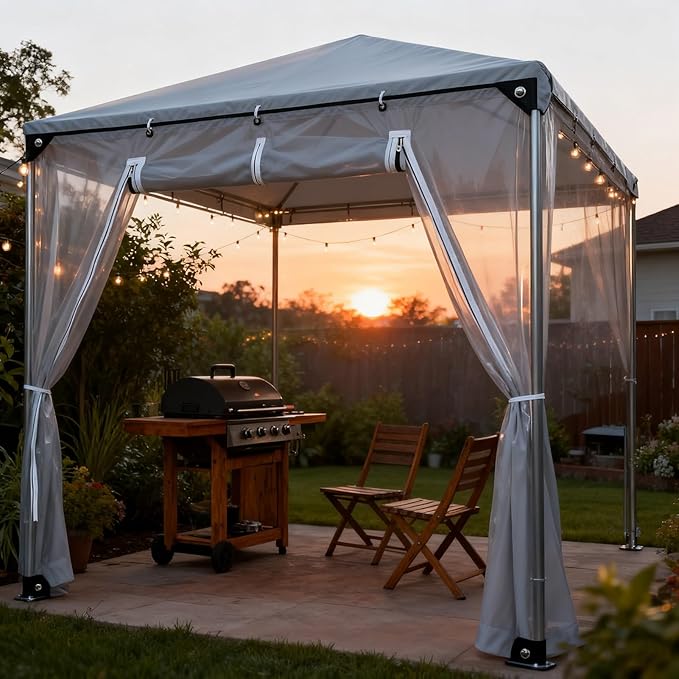 Curtain Patio Enclosure with Zippe, Heavy Duty PVC Transparent Tarpaulin Side Panels, Outdoor Clear Tarp Curtains for Porch, Pergola, Gazebo, Balcony, Patio(4.8x2.5m)