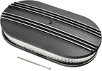 15" Black Aluminum Air Cleaner Assembly Kit Alloy Oval Partial Half Finned with Element