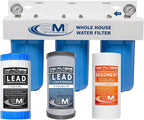 APPLIED MEMBRANES INC. 3-Stage Whole House Water Filter System | 4.5x10-Inch Filters Removes, Dissolved & Undissolved Lead, Sediment, Chlorine, Chloramine, Chemicals, Taste, Odor