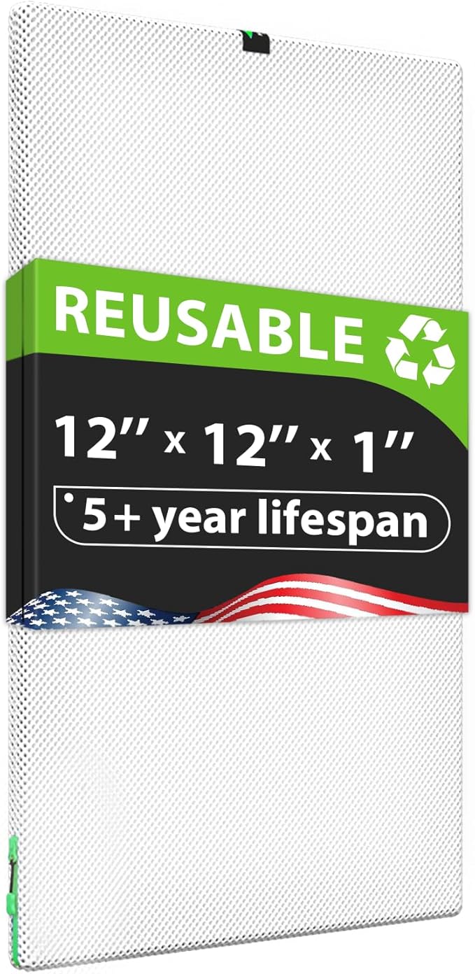 Reair 12x12x1 Air filter, Washable and Reusable Air Filter 12x12x1 for AC HVAC Furnace, MERV 8 Air Filters Machine Washable & Dryer Friendly, AC Furnace Air Filter