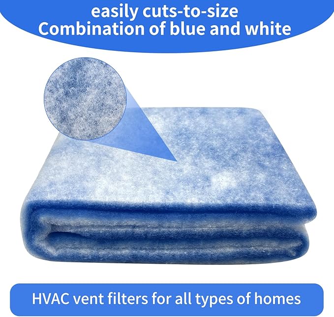 Custom Size Air Vent Filters,20''x120''x1'' Cut to Fit Air Filter Material with MERV 8 Rating & Adhesive Tape, for Home Floor, Grilles, Ceiling, HVAC Furnace Vents