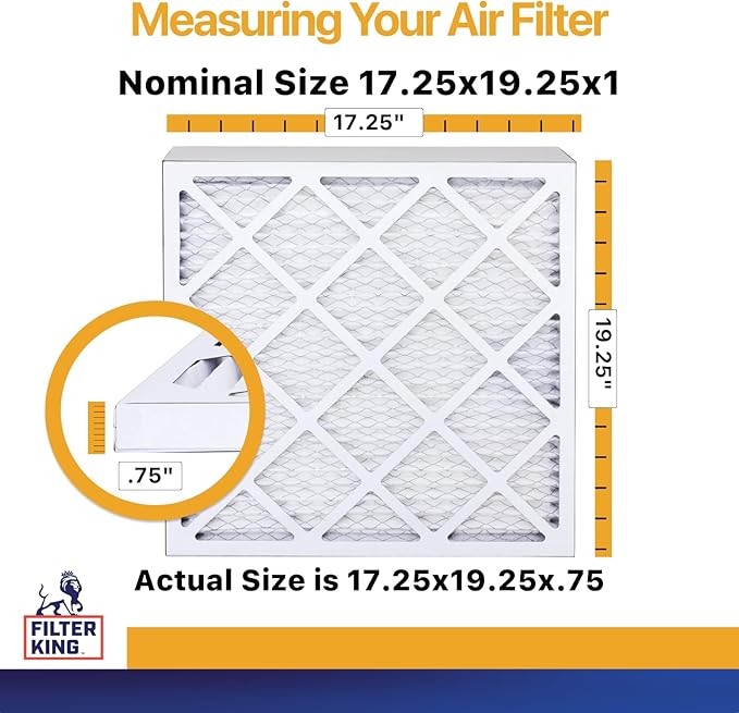 Filter King 17.25x19.25x1 Air Filter | 12-PACK | MERV 13 HVAC Pleated A/C Furnace Filters | MADE IN USA | Actual Size: 17.25 x 19.25 x .75"