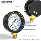 MEANLIN MEASURE 0~60Psi 1/4" NPT Start and Clean Filter Pressure Gauge, Suitable for Swimming Pool, Spa, Aquarium, Lower Mount(Pack of 2), with 1/2" NPT and 3/8" NPT Hex Bushing