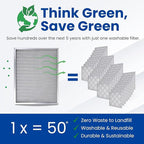 McPherson Reusable Air Filter 14x20x1 | Washable MERV 8 | Made in USA Metal Frame | HVAC AC Furnace | Permanent Electrostatic | Pet Dust Filtration