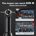 3/8" Cordless Electric Ratchet Wrench Set, 18V Power Ratchet Tool Kit With 2 Packs 2000mAh Battery And Charger, 45 FT-LBS Battery Powered Extended Wrench with LED Lights