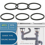 6PCS 56mm (2.2") Narrow Edge Rubber Sealing Gaskets - Leak-Proof Washers for Kitchen Sink Drain, Waste Pipe & Flat Sliding Joints