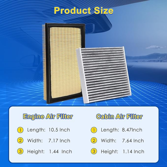 Cabin & Engine Air Filter Kit for 2013-2018 Avalon 2.5L(Hybrid)