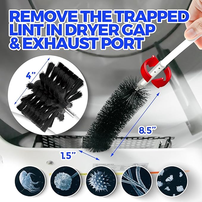 Holikme 50Feet Dryer Vent Cleaner Kit - Flexible Lint Brush with Drill Attachment, Extends up to 50Feet for Fireplace Chimney & Dryer Vent Cleaning,Use with or Without a Power Drill
