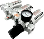 3/8" NPT Mid Flow Filter Regulator Coalescing Desiccant Dryer System For Compressed Air Lines, Poly Bowls, Great For Paint Spray And Plasma Cutter (MANUAL DRAIN)