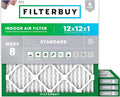 Filterbuy 12x12x1 Air Filter MERV 8 Essential Dust & Allergy Defense (4-Pack), Electrostatic Pleated HVAC AC Furnace Filters Replacement, Made in USA (Actual Size: 11.75 x 11.75 x 0.75)