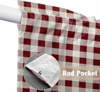 Swag Curtain Valances for Kitchen Windows,Farm Barn Western Star on Vintage Short Rod Pocket Window Valance,Red Buffalo Plaid Swag Topper for Bedroom Living Room,2 Panels 28x36in