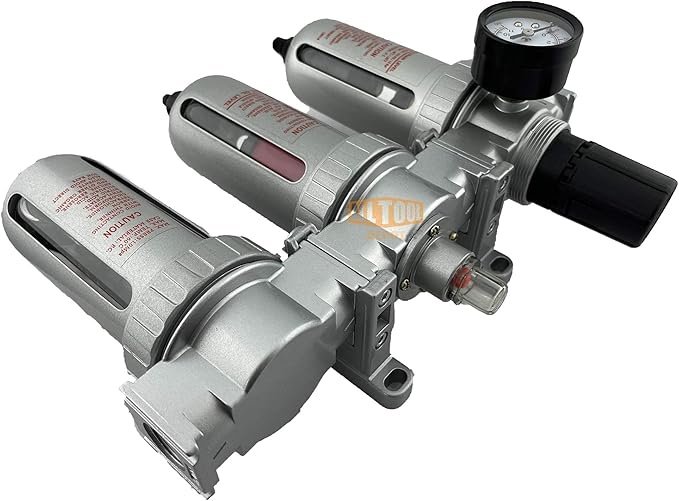 1/2" NPT Mid Flow Filter Regulator Coalescing Desiccant Dryer System For Compressed Air Lines, Poly Bowls, Great For Paint Spray And Plasma Cutter (AUTO DRAIN)