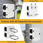 Outdoor Electrical Box with Key Lock, 12V Cooling Fan & Temperature Controller Included, Cold-Rolled Steel Plate Electrical Box, with M10 Aluminum Alloy Sliding Groove (11.81"x15.75"x7.87")