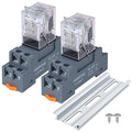 Electromagnetic Power Relay, 8-Pin 10 AMP 24V DC Relay Coil with Socket Base, LED Indicator, DPDT 2NO 2NC - MY5NJ 2PCS [Applicable for DIN Rail System]
