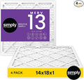 Simply 14x18x1 Air Filter, Merv 13, MPR 1500, 4 Pack, Furnace Air Filter for HVAC (Actual Size: 13.75"x17.75"x0.75") DUST, Pet, & Allergy Control
