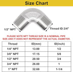 1/2" x 1/2" NPT 90 Degree Elbow 304 Stainless Steel Pipe Fittings Male Threaded Coupler, 2 Pack