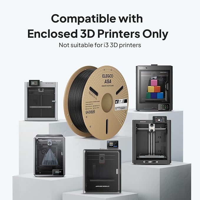 ELEGOO ASA Filament 1.75mm Gray 1KG, UV & Weather Resistant 3D Printer Filament for Outdoor Functional Parts, High Impact Strength Engineering Grad 1kg Spool (2.2lbs) Fit for FDM Printers