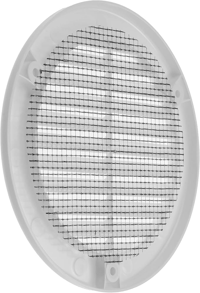 Vent Systems 4" Inch (Opening Dimensions) - Pack of 50 - White Soffit Vent Cover - Plastic Round Air Vent Grille - Built-in Mesh Screen - HVAC Register Louver for Bathroom, Home, Kitchen
